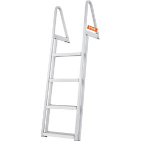 VEVOR Dock Ladder, Removable 4 Steps, 350 lbs Load Capacity, Aluminum Alloy Pontoon Boat Ladder with 4'' Wide Step & Nonslip Mat