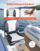 VEVOR Boat Seat, Low Backrest, Folding Fishing Boat Seat with Thickened Sponge Cushion & Waterproof PVC Leather, Aluminum Alloy Hinges
